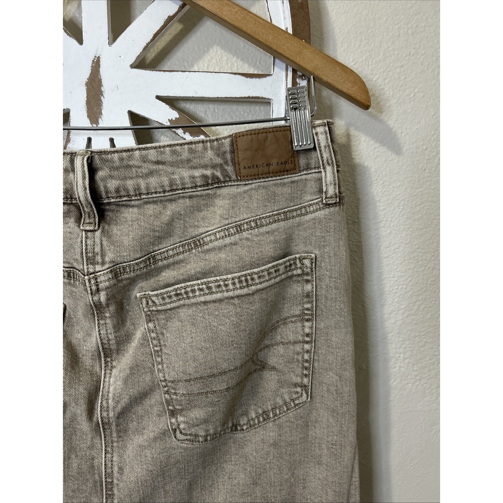 American Eagle Stretch Size 6 Beige Low Rise Maxi Skirt A-Line Denim Jean *J50 - Picture 4 of 7